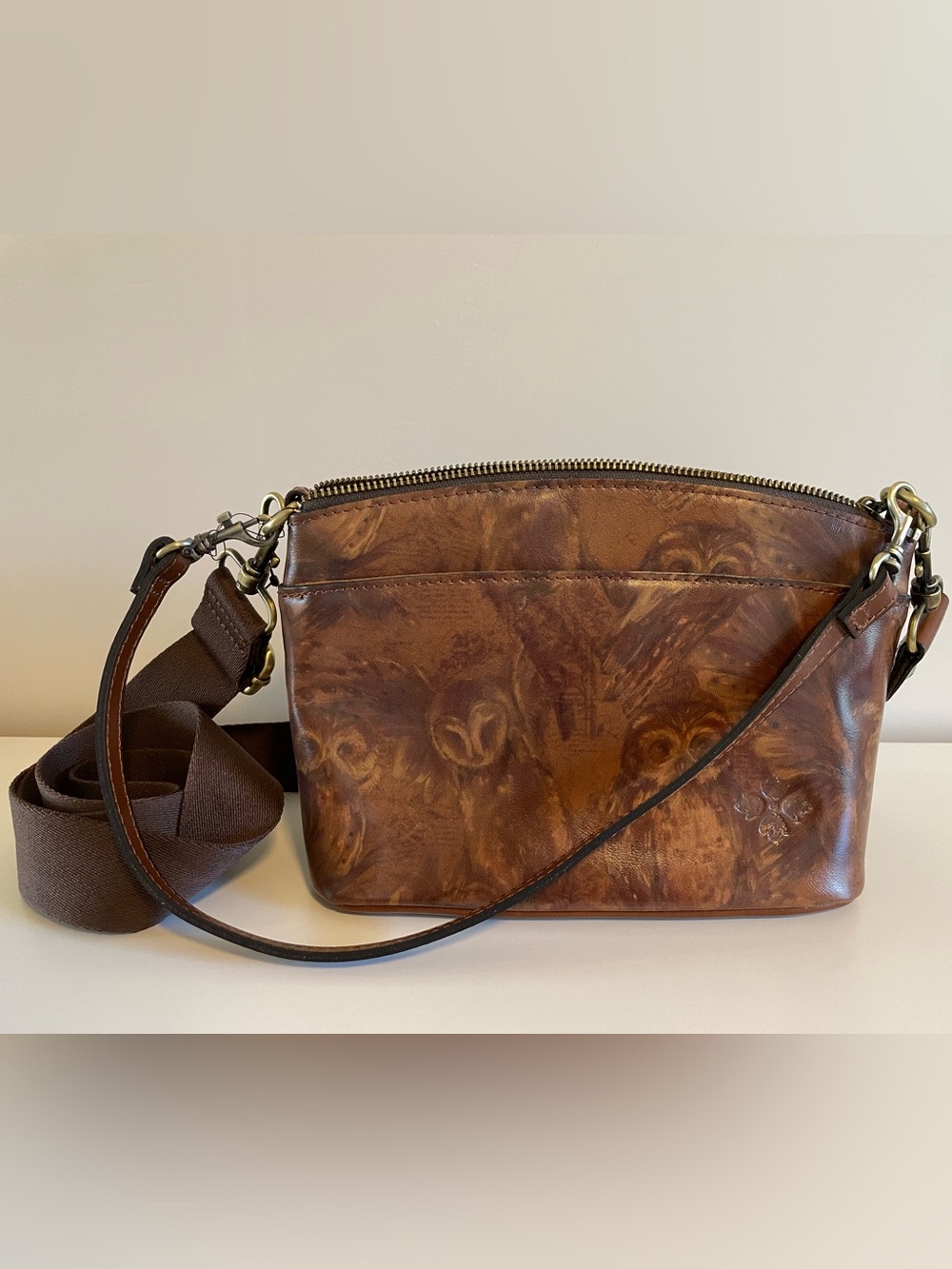 NWOT Patricia Nash Brown Leather Handbag Owl Pattern *Rare* - Picture 2 of 11
